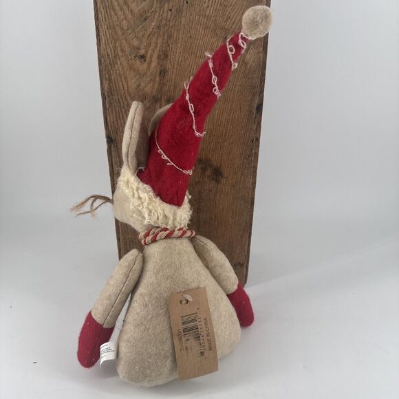 Primitive Mouse Winter Candy Cane Christmas Fabric Cloth 9.75"Tx6"Wx4"D Weighted - Picture 5 of 10